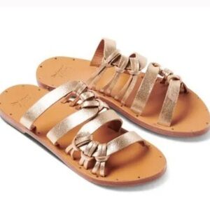 BEEK Women's Gold Metallic Shimmer Braid Slide Sandal Size 11